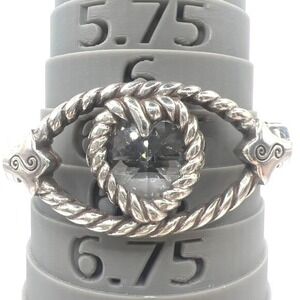 Brighton Roped Heart Bracelet Hinged Link Faceted Crystal Swirl Southwestern